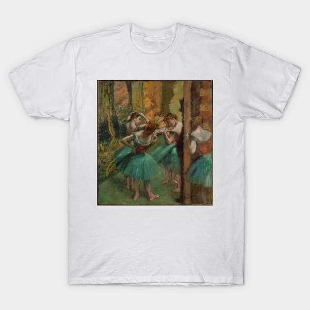 Dancers, Pink and Green T-Shirt by EdgarDegas